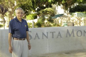 Miguel Gonzalez stands in front of the Santa Monica Adult School campus.