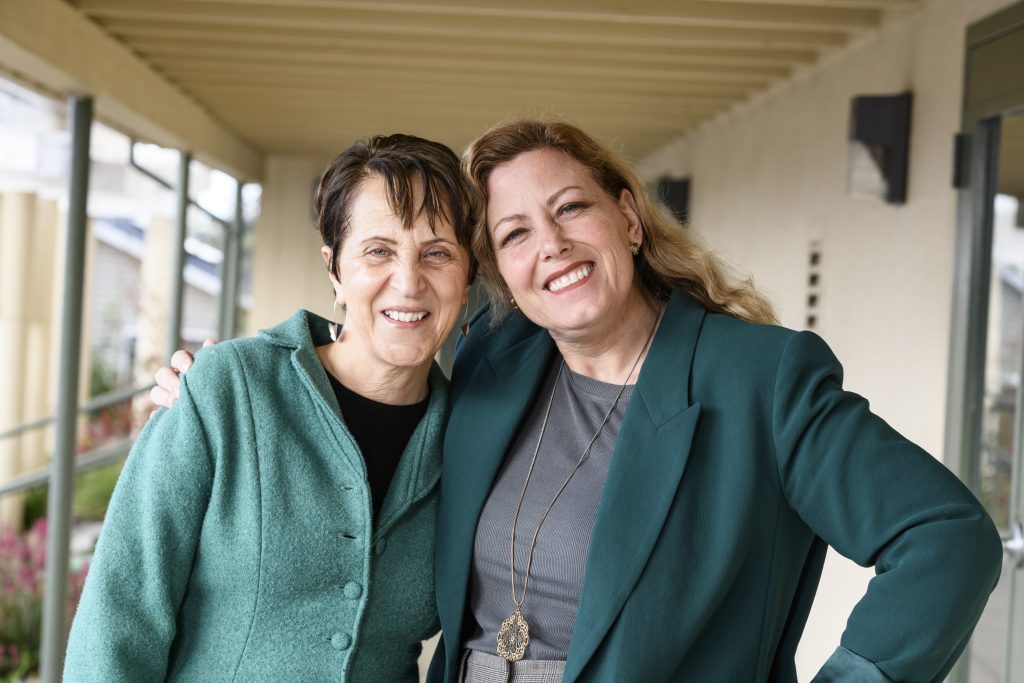 Parvin Ahmadi, Superintendent of the Castro Valley Unified School District (left), and Lavender Whitaker, President of the Castro Valley School Board (right), together at the CVACE campus.