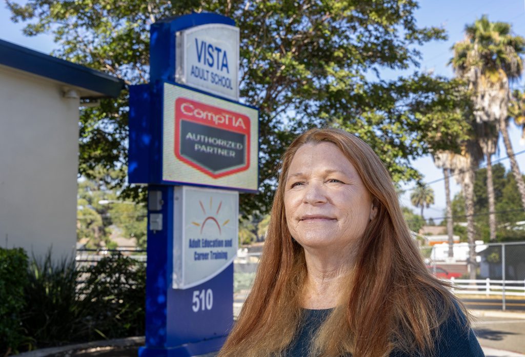 Portrait of Elizabeth O’Hara-West, Principal of Vista Adult School, at the school. Photo by Charlie Neuman