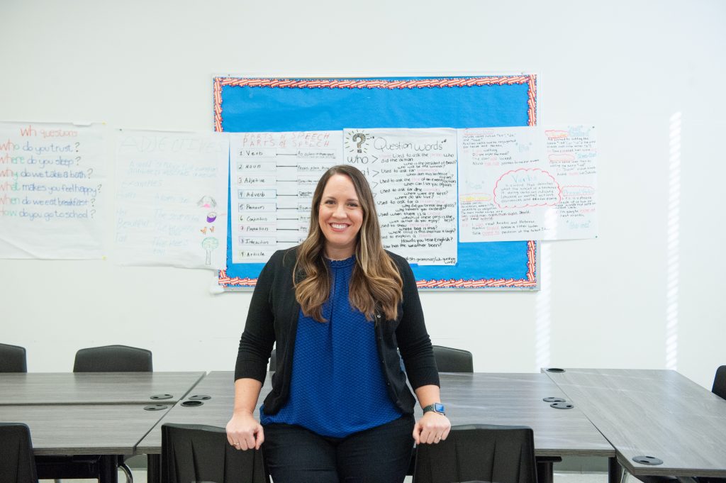 ESL teacher Amber Wolak in her classrooom at Stockton School for Adults Thursday, Nov. 7, 2024. Photo by Bea Ahbeck