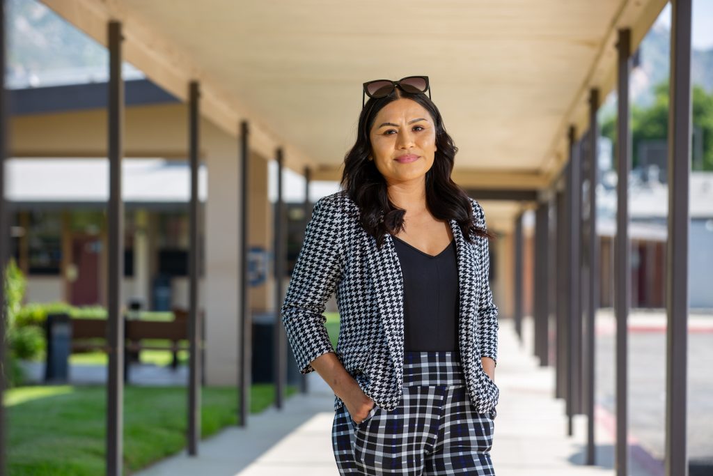 Lizbet Vera outside Fontana Adult School on April 23, 2025. Vera is a former student of the school. Photo by Stan Lim