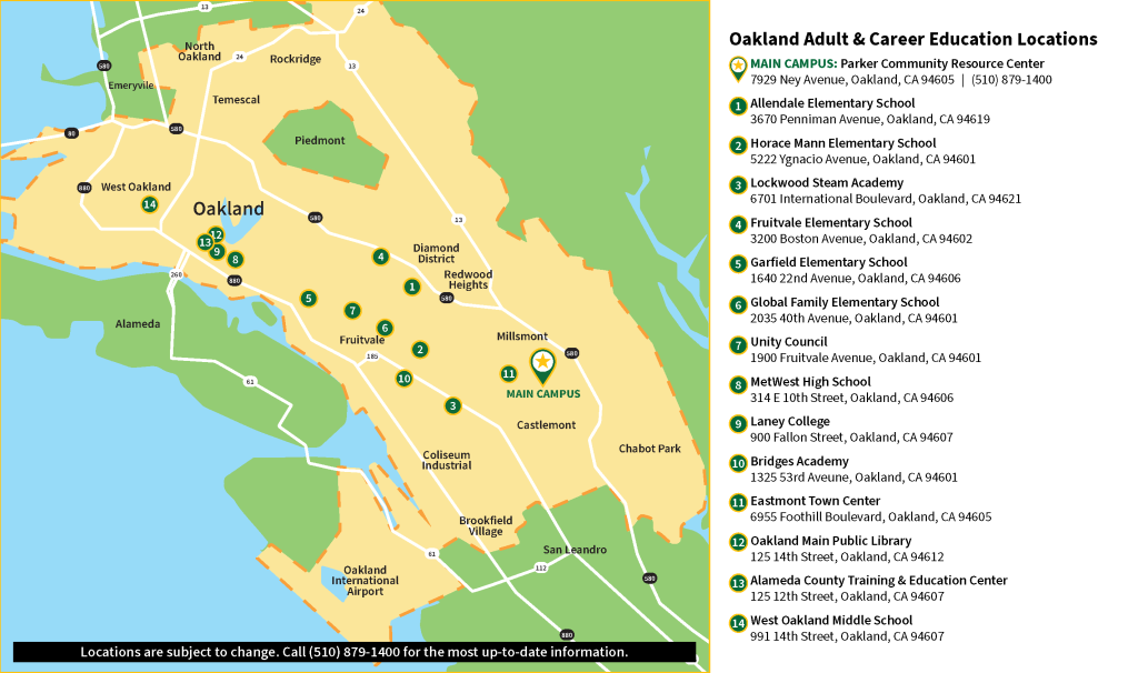 A map of campus locations